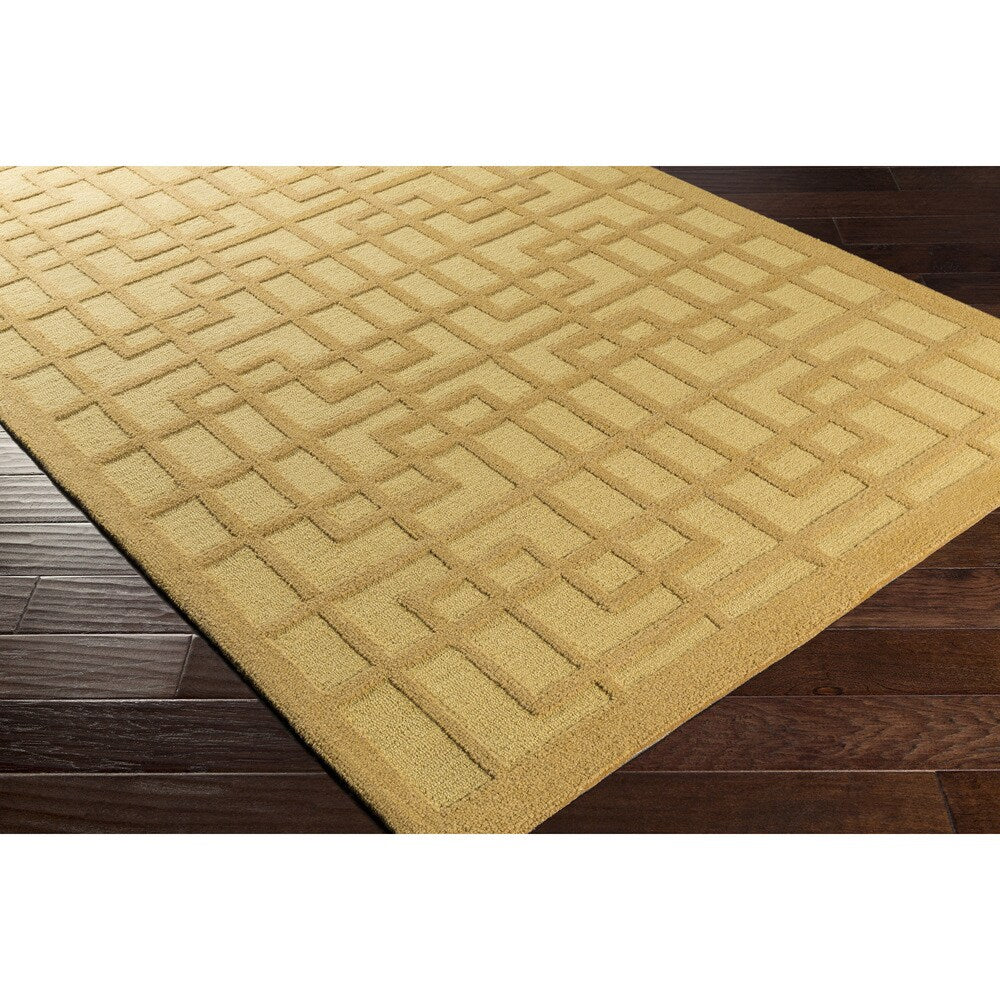 Colonial Home Yellow Contemporary Geometric Handmade Area Rug - 2' x 3'