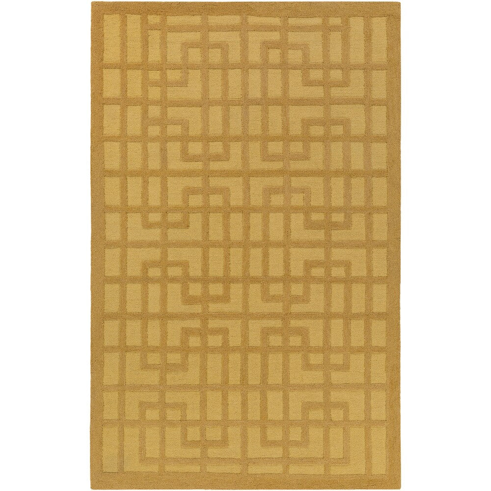 Colonial Home Yellow Contemporary Geometric Handmade Area Rug - 2' x 3'