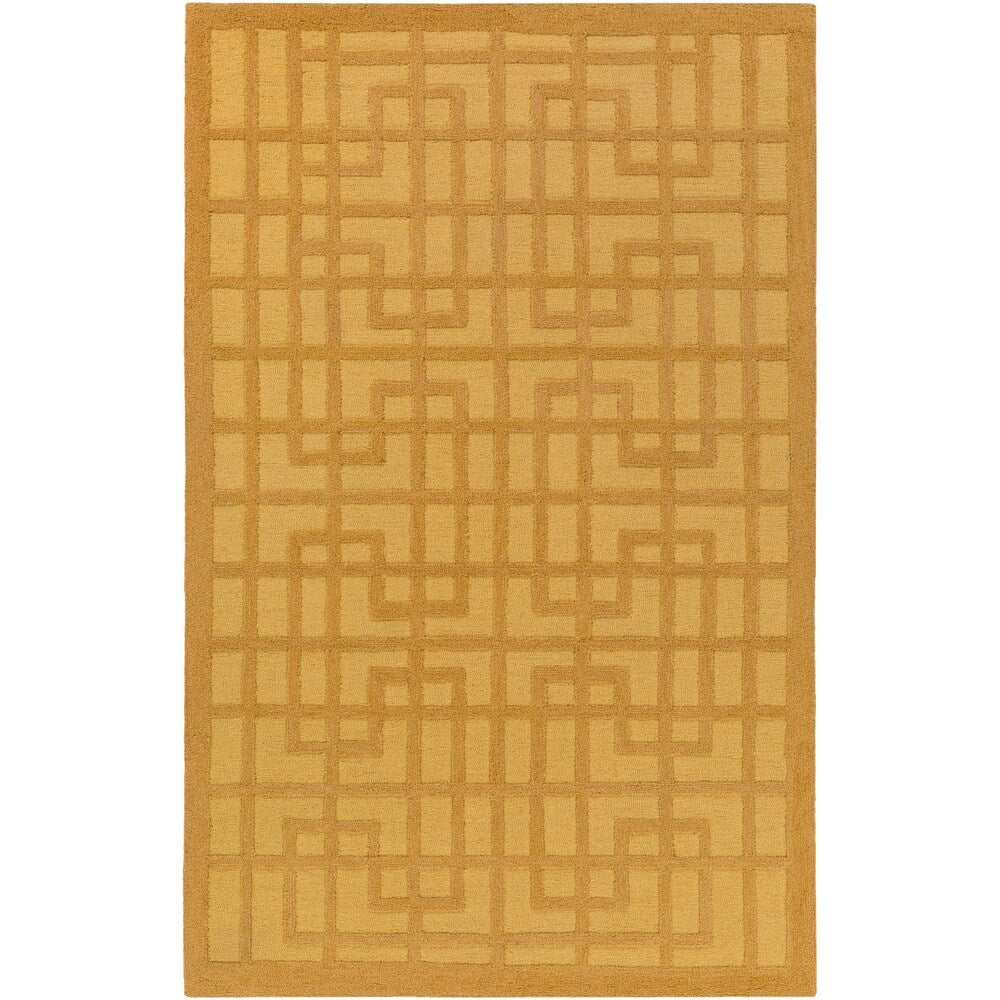 Colonial Home Yellow Contemporary Geometric Handmade Area Rug - 2' x 3'