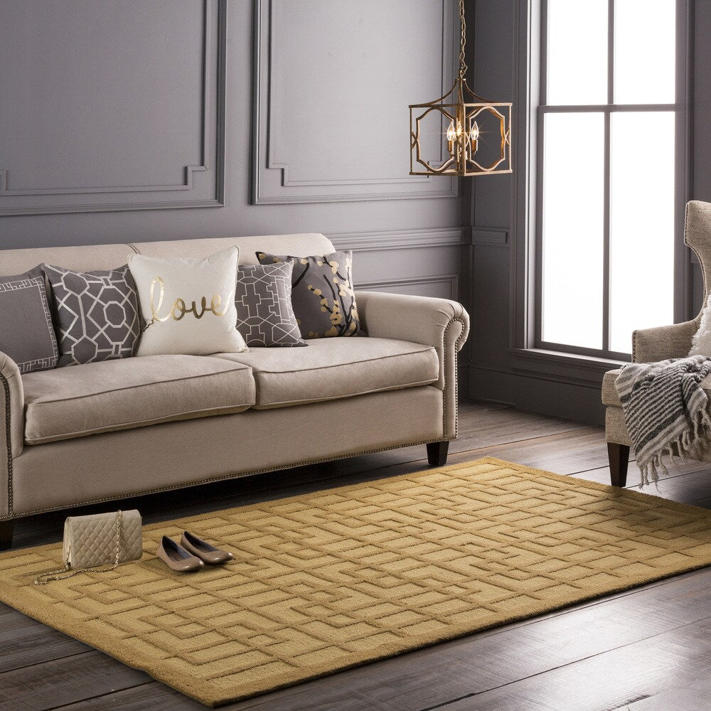 Colonial Home Yellow Contemporary Geometric Handmade Area Rug - 2' x 3'