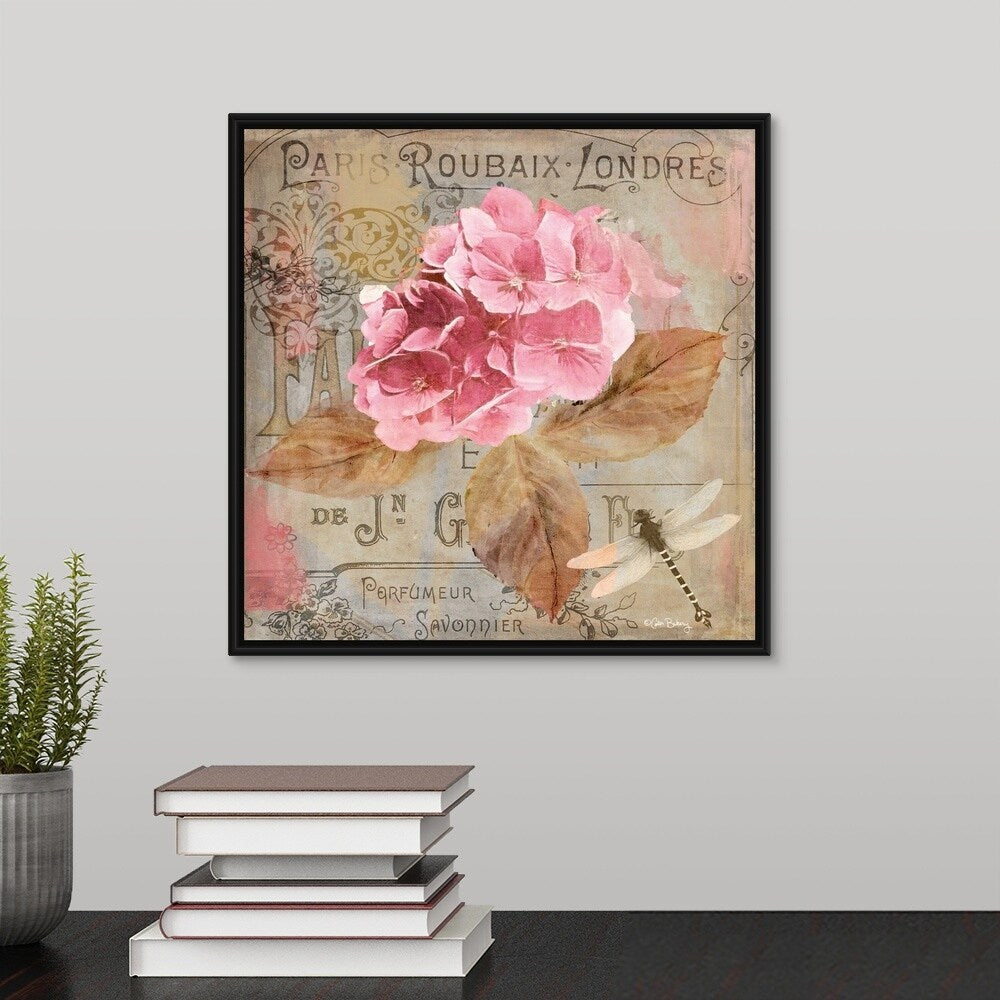 "Jardin Rouge II" Black Float Frame Canvas Art