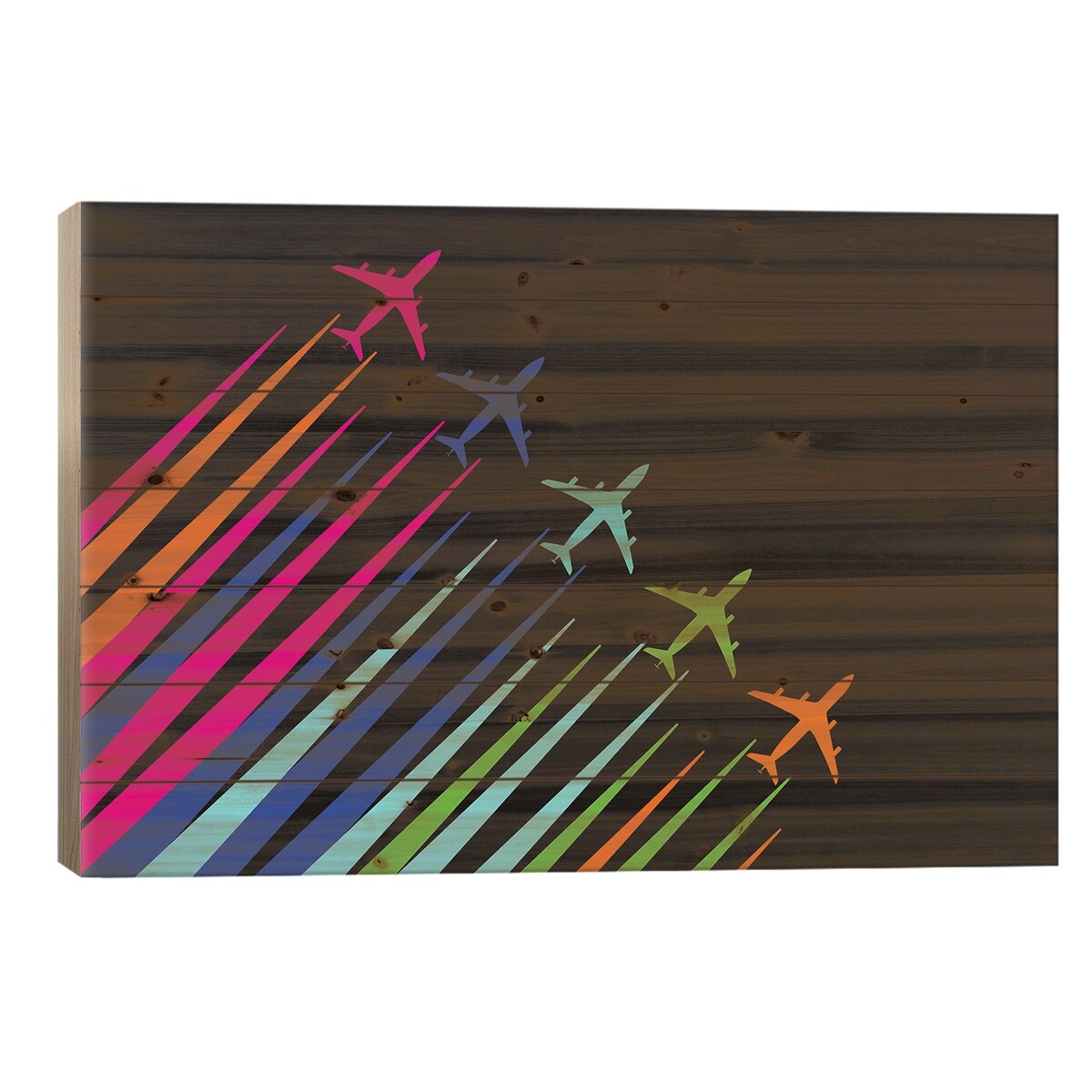 Color Trails Print On Wood by 08 Left - Multi-Color