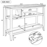 Modern White Console Table with 2 Drawers and Open Shelves