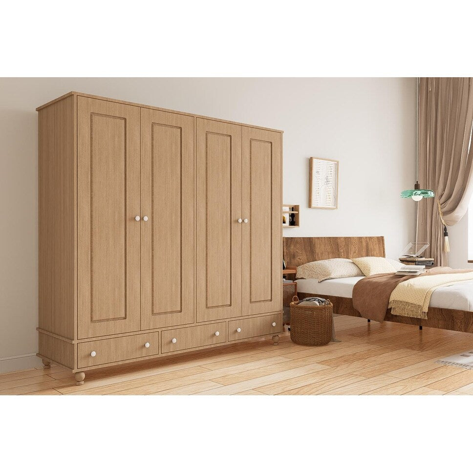 Colorado 71 in 4 Door Wardrobe Cabinet in Natural Oak Finish
