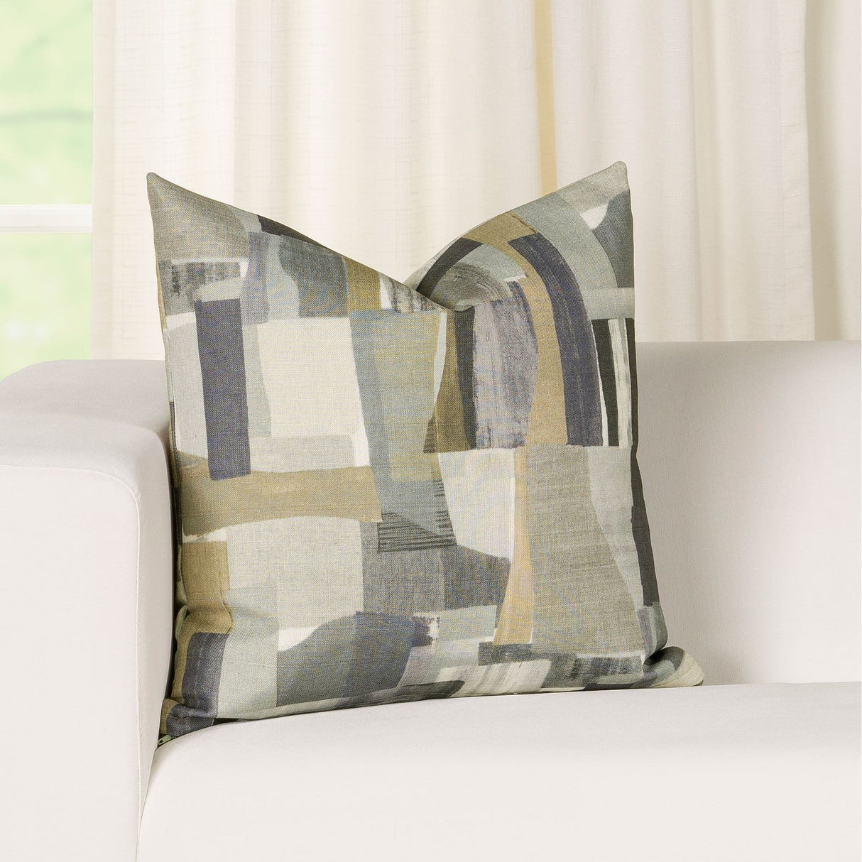 Colorblock Painted Print Throw Pillow