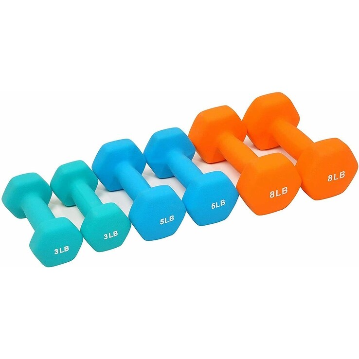 Colored Neoprene Coated Dumbbell Set with Stand - N/A