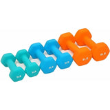 Colored Neoprene Coated Dumbbell Set with Stand - N/A