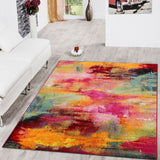 Colorful Area Rug with Artful Design Multicolor Pattern
