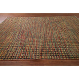 Colorful Checkered Moroccan Modern Area Rug Hand-Knotted Wool Carpet - 9'0"x 12'4"