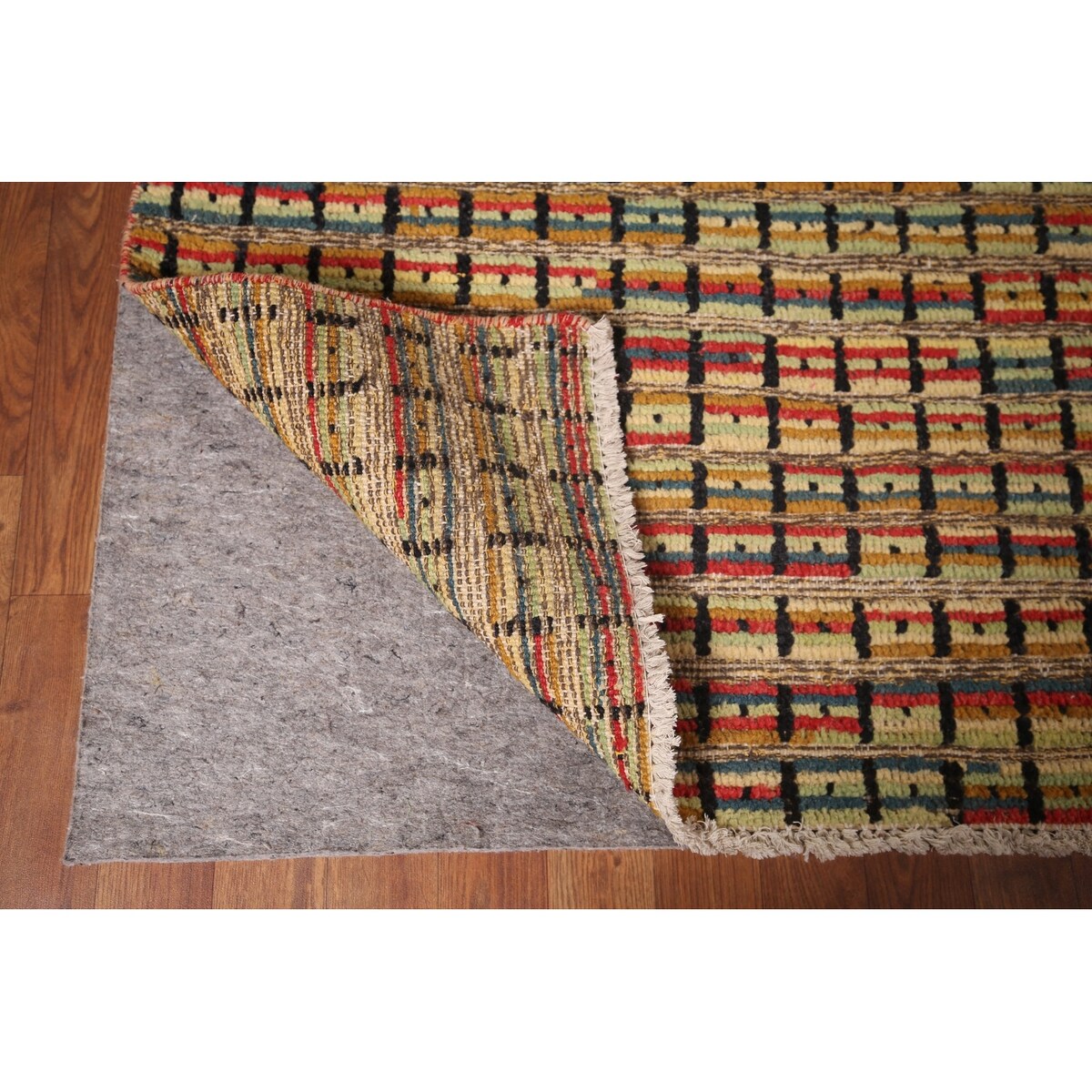 Colorful Checkered Moroccan Modern Area Rug Hand-Knotted Wool Carpet - 9'0"x 12'4"
