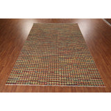 Colorful Checkered Moroccan Modern Area Rug Hand-Knotted Wool Carpet - 9'0"x 12'4"