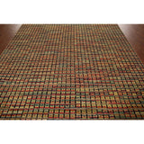 Colorful Checkered Moroccan Modern Area Rug Hand-Knotted Wool Carpet - 9'0"x 12'4"