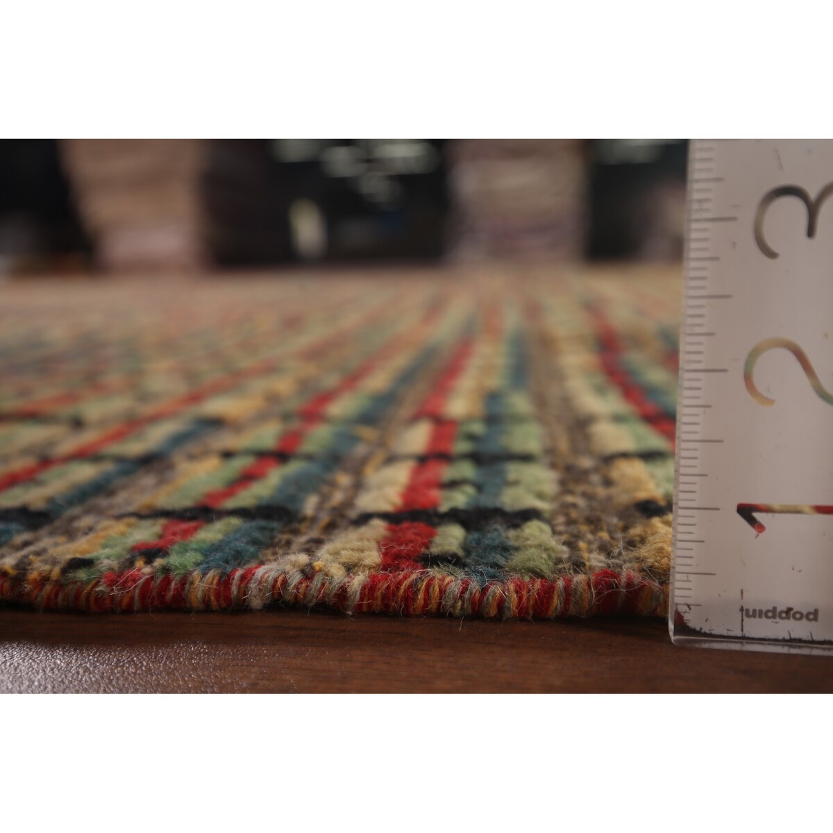 Colorful Checkered Moroccan Modern Area Rug Hand-Knotted Wool Carpet - 9'0"x 12'4"