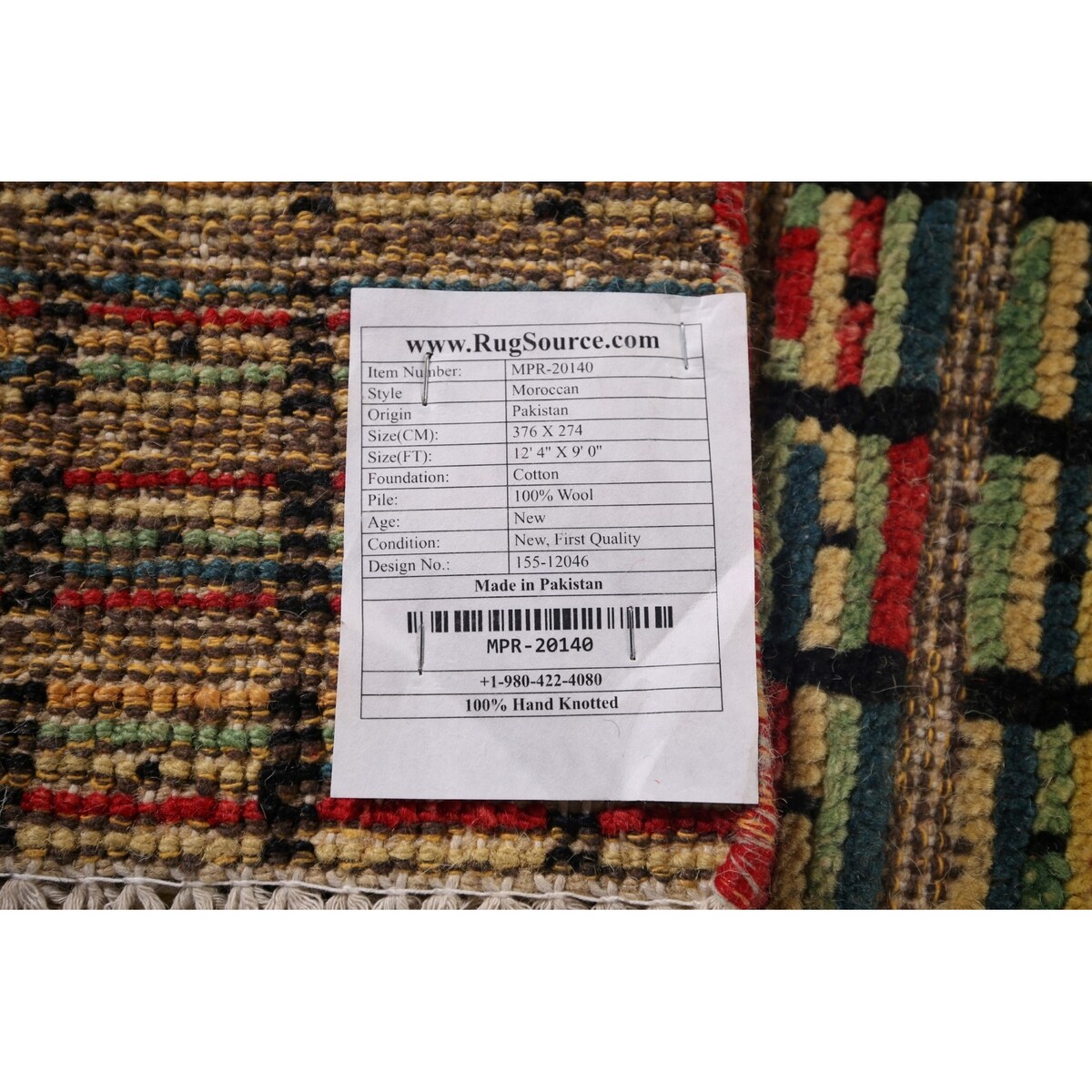 Colorful Checkered Moroccan Modern Area Rug Hand-Knotted Wool Carpet - 9'0"x 12'4"