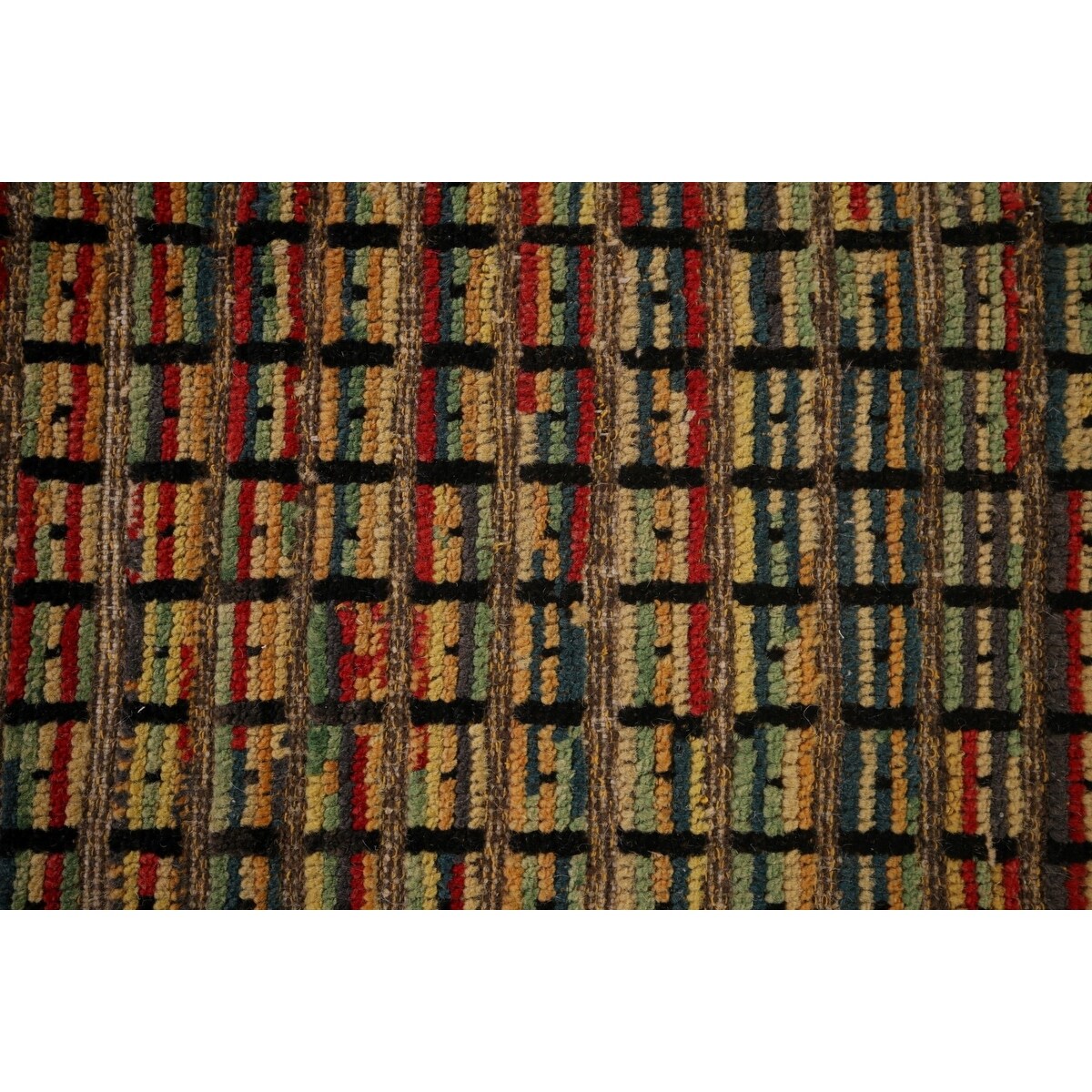Colorful Checkered Moroccan Modern Area Rug Hand-Knotted Wool Carpet - 9'0"x 12'4"
