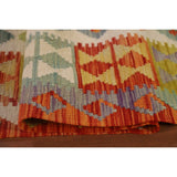 Colorful Kilim Area Rug Reversible Multi-Color Flat-weave Wool Carpet - 6'9" x 9'5"