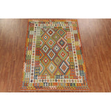 Colorful Kilim Area Rug Reversible Multi-Color Flat-weave Wool Carpet - 6'9" x 9'5"