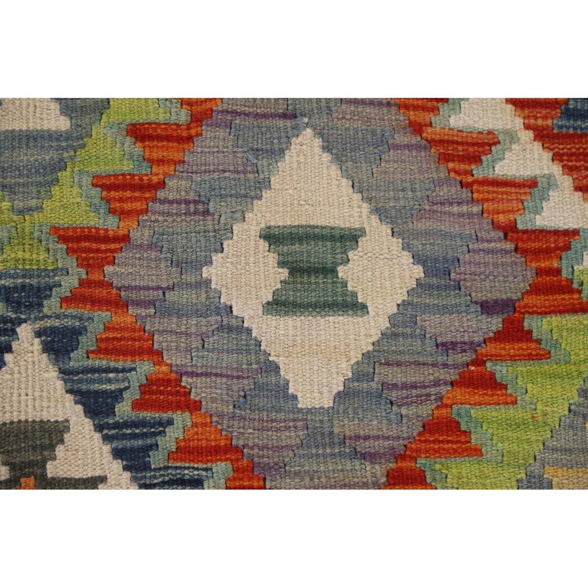 Colorful Kilim Area Rug Reversible Multi-Color Flat-weave Wool Carpet - 6'9" x 9'5"