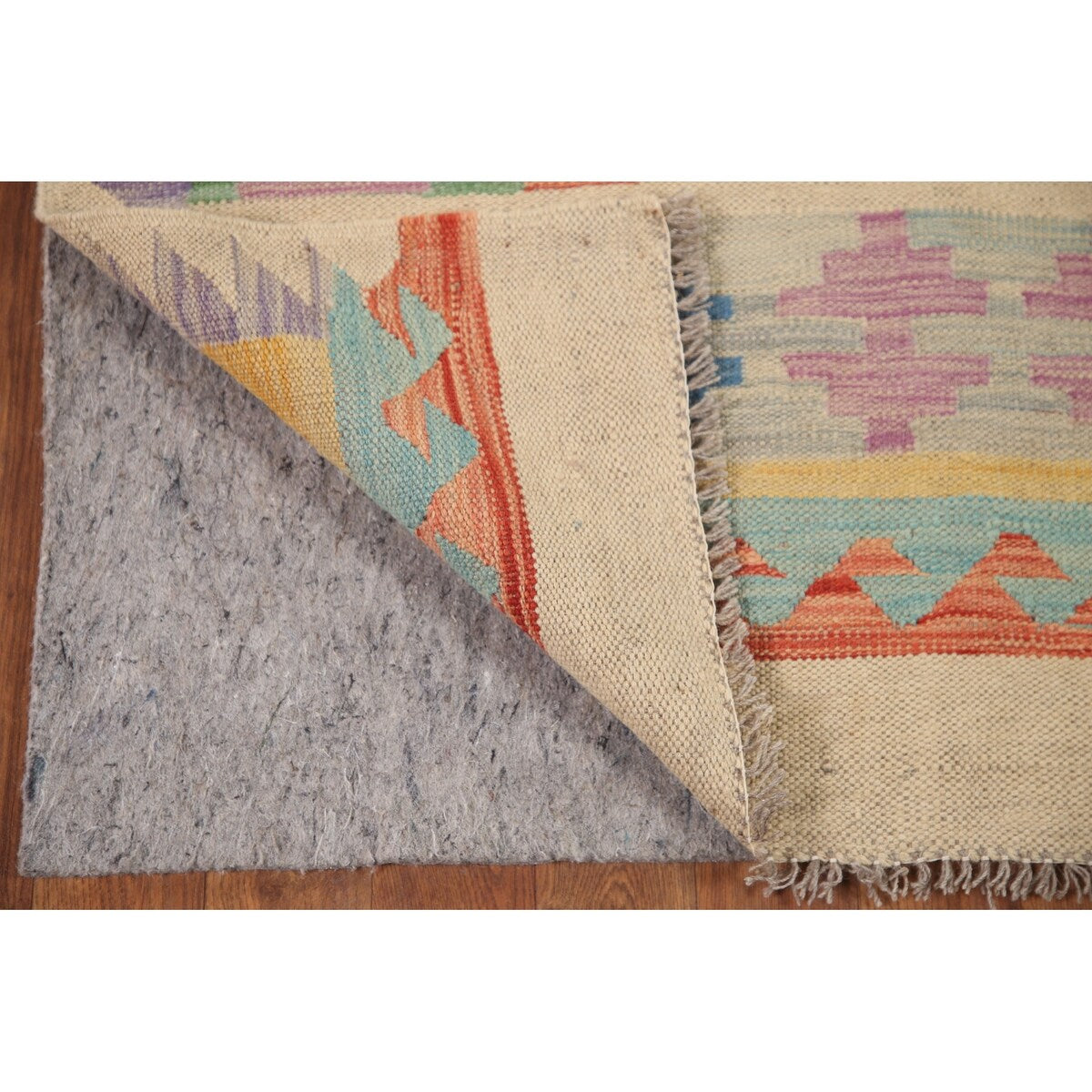 Colorful Kilim Hand-woven Area Rug Bedroom Wool Carpet - 4'11" x 6'8"