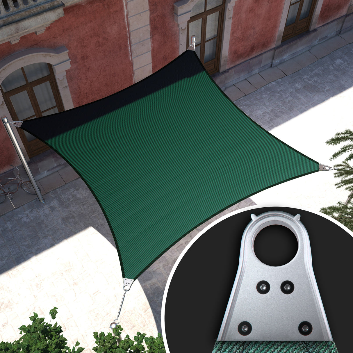 ColourTreeUSA Rectangle Sun Shade Sail Reinforced Super Ring HDPE Mesh Fabric Screen Canopy UV Block 260 GSM