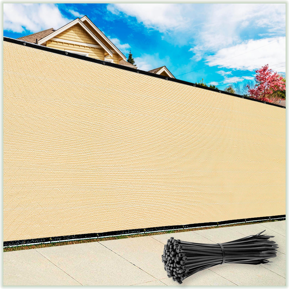 ColourTreeUSA 6 ft. Height Fence Privacy Screen Windscreen Cover Fabric Shade Tarp Netting Mesh Cloth Commercial Grade 170 GSM