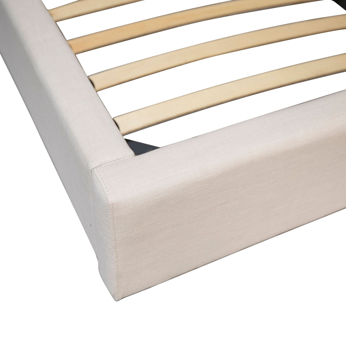 Colton White Linen Upholstered Panel Platform Bed, Eastern King