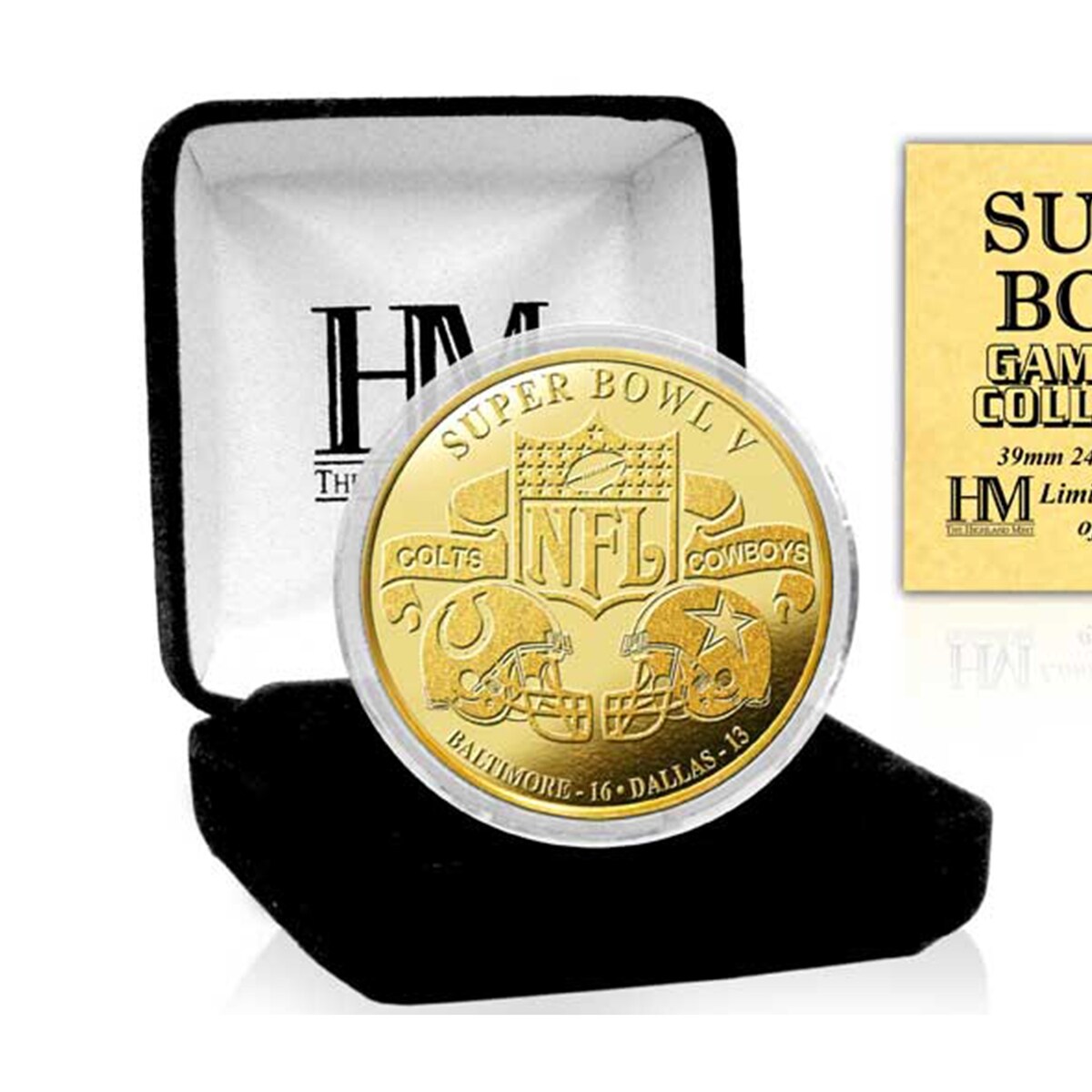 Colts vs Cowboys Super Bowl V Commemorative Gold Flip Coin