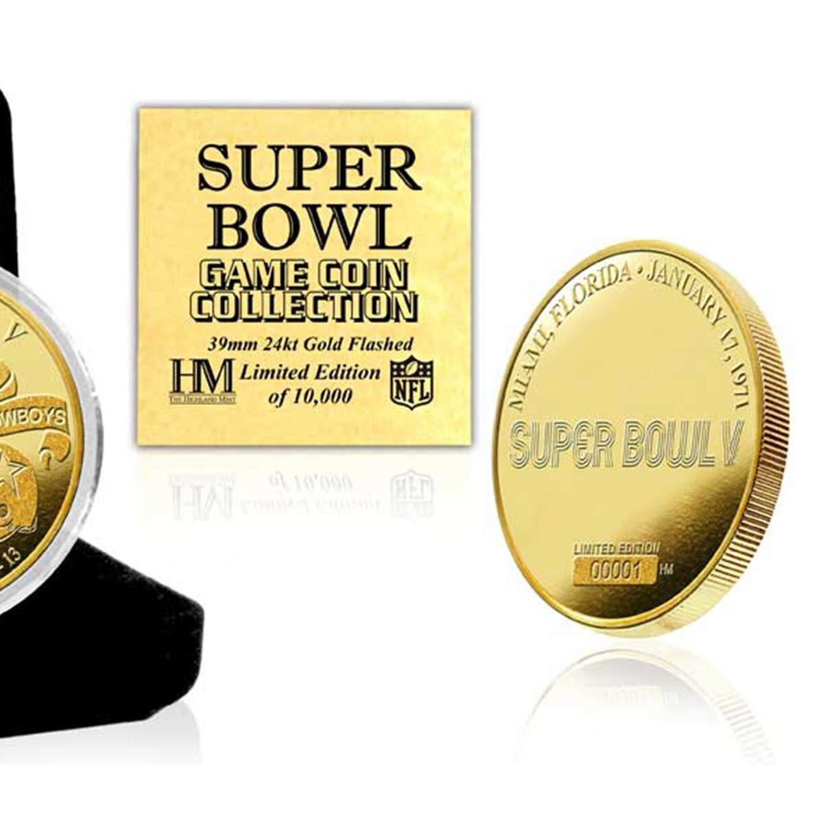 Colts vs Cowboys Super Bowl V Commemorative Gold Flip Coin