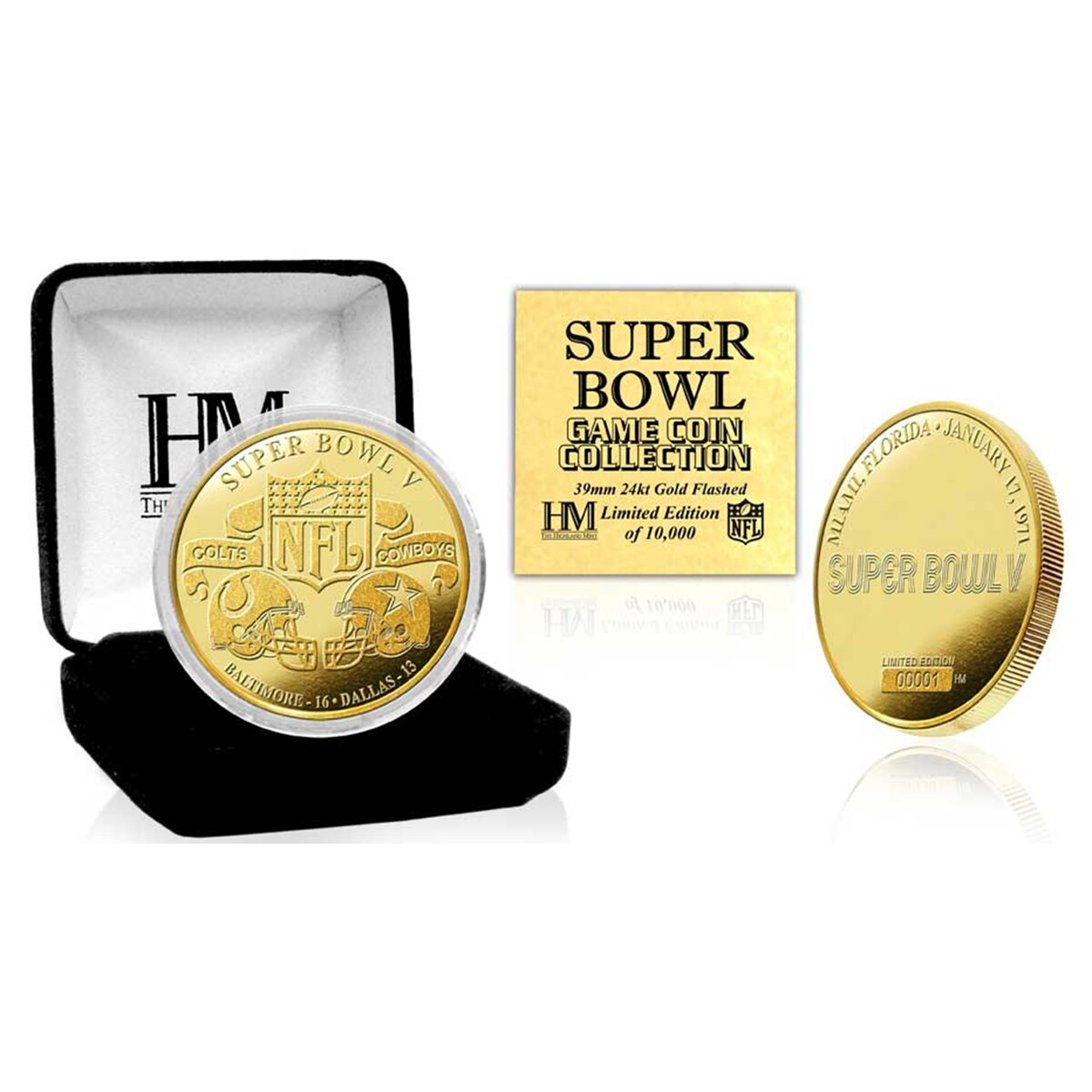 Colts vs Cowboys Super Bowl V Commemorative Gold Flip Coin