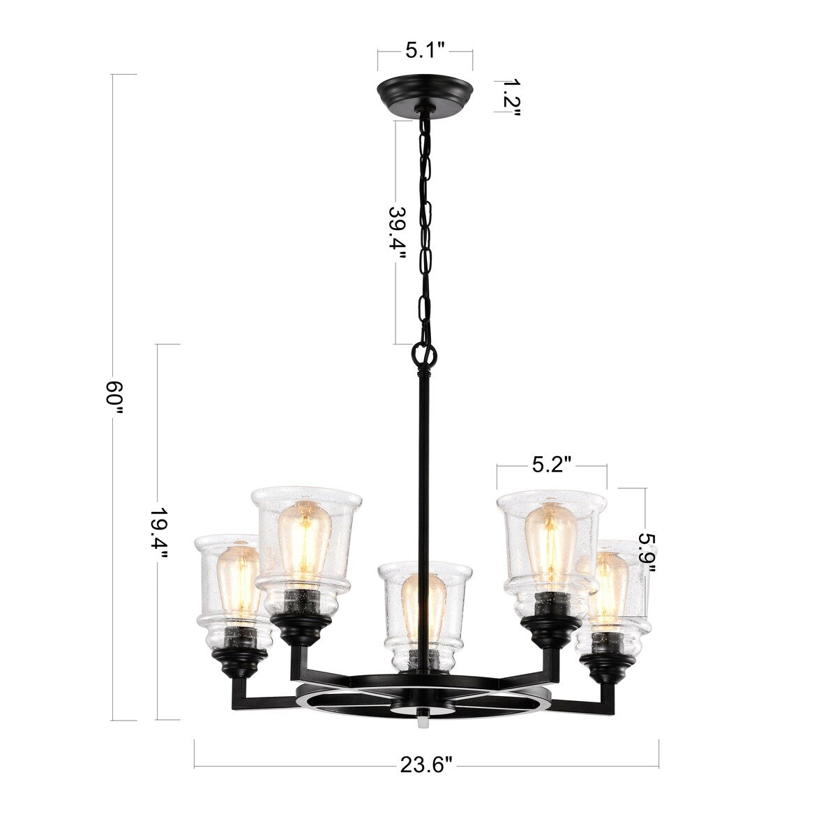 Columba 5-Light Chandelier for Living/Dining Room, Bedroom, Office