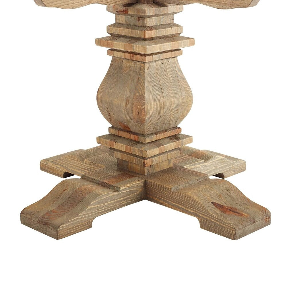 Column 59" Round Pine Wood Dining Table - Brown
