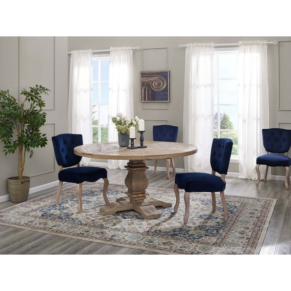 Column 59" Round Pine Wood Dining Table - Brown