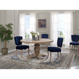 Column 59" Round Pine Wood Dining Table - Brown