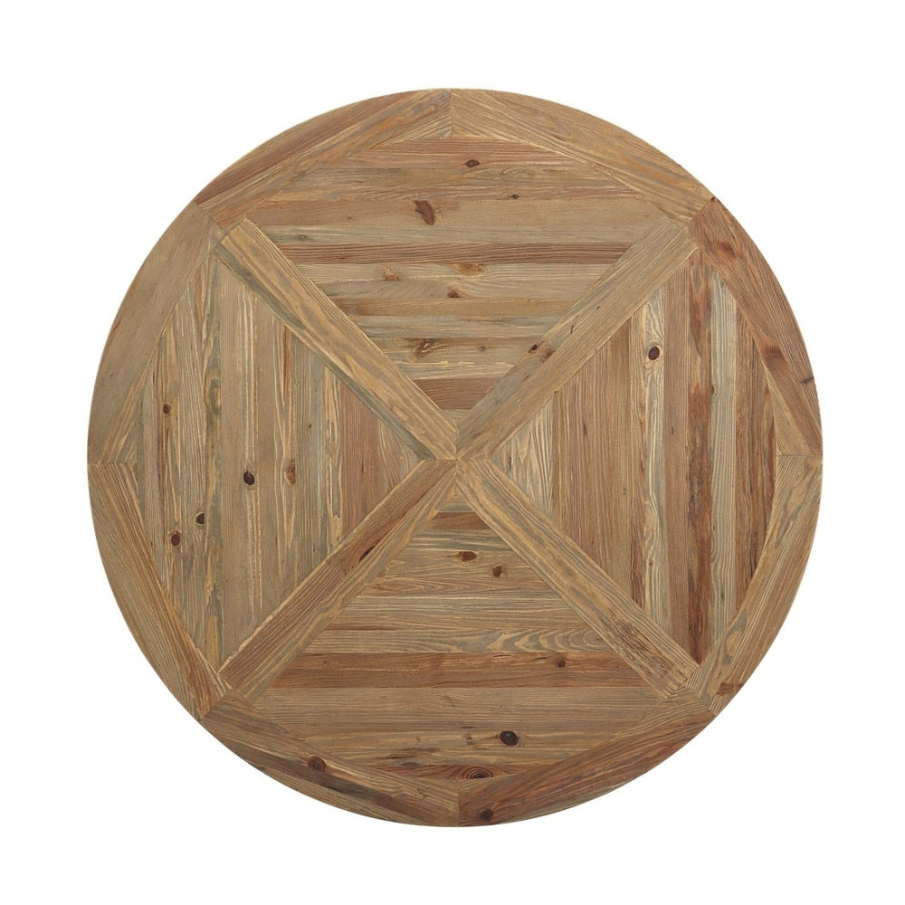 Column 59" Round Pine Wood Dining Table - Brown