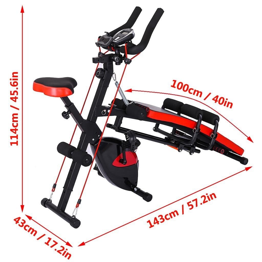 Combination Fitness Machine Upright Exercise Bike and Abdominal Trainers Push Ups Sit-up Workout Trainer