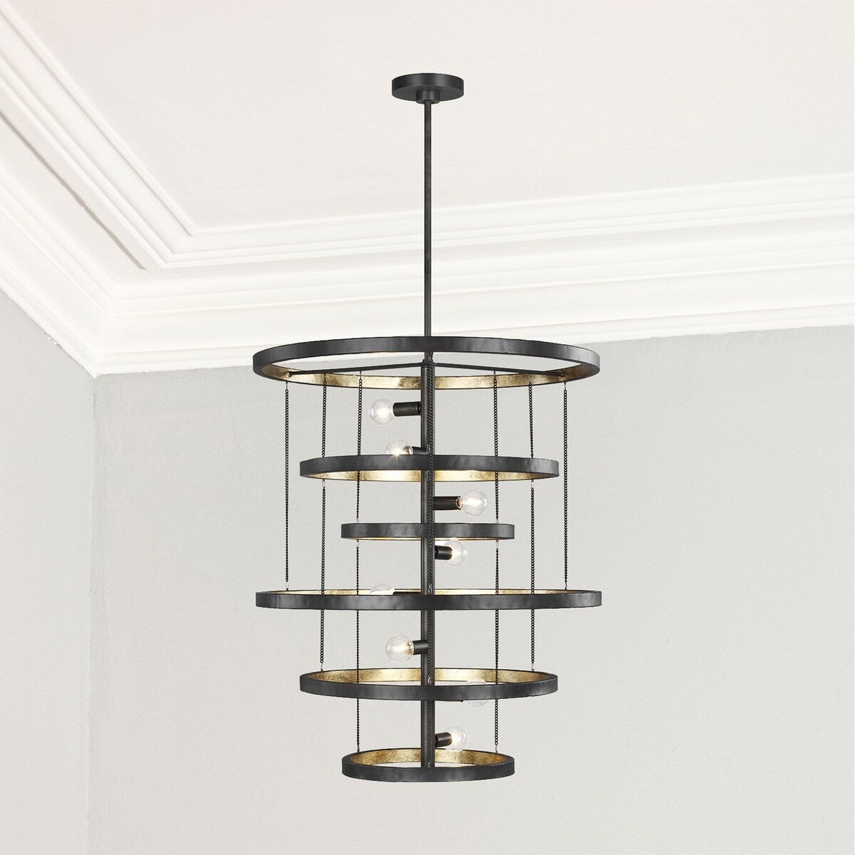 Comfort Lighting Eight Light Chandelier Angelica Aged Iron - Exact Size