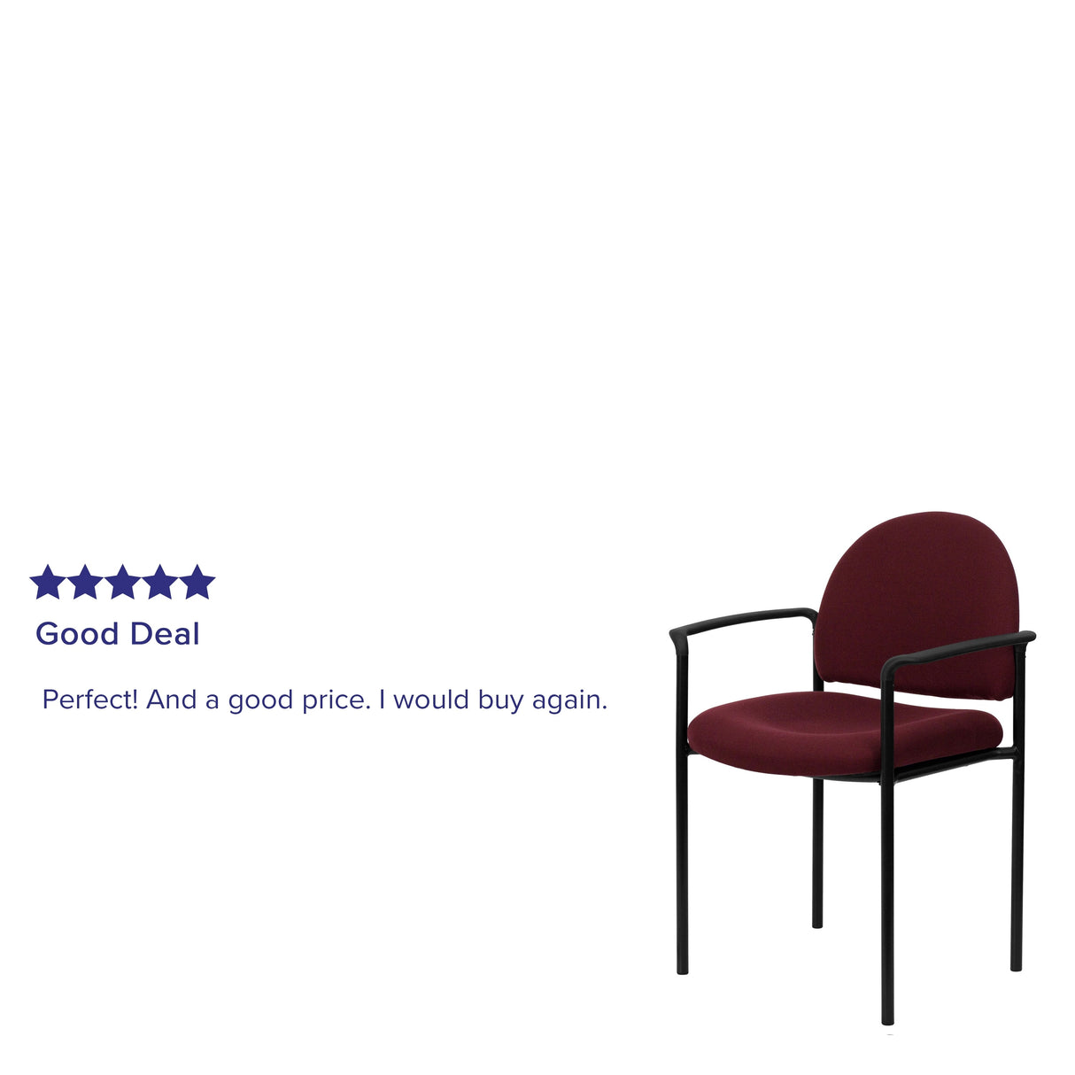 Comfort Stackable Steel Side Reception Chair with Arms