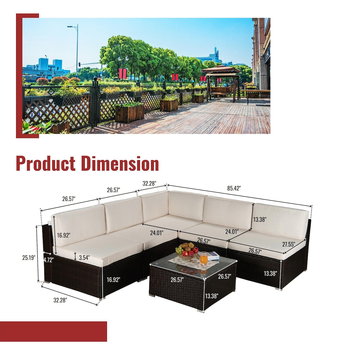Comfortable 6-Piece Patio Furniture Set with Glass Table
