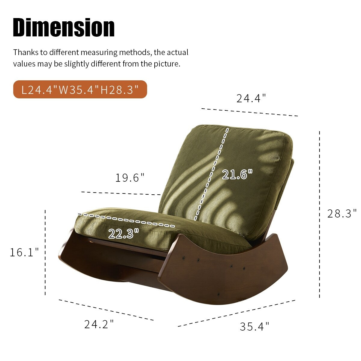 Comfortable Glider Rocking Chair Reading Chair - 35.40"L * 24.2"W * 28.3"H