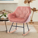 Comfortable Modern Design Velvet Rocking Chair with High Backrest and Cozy Armrest ,Ergonomic Chair for Livingroom