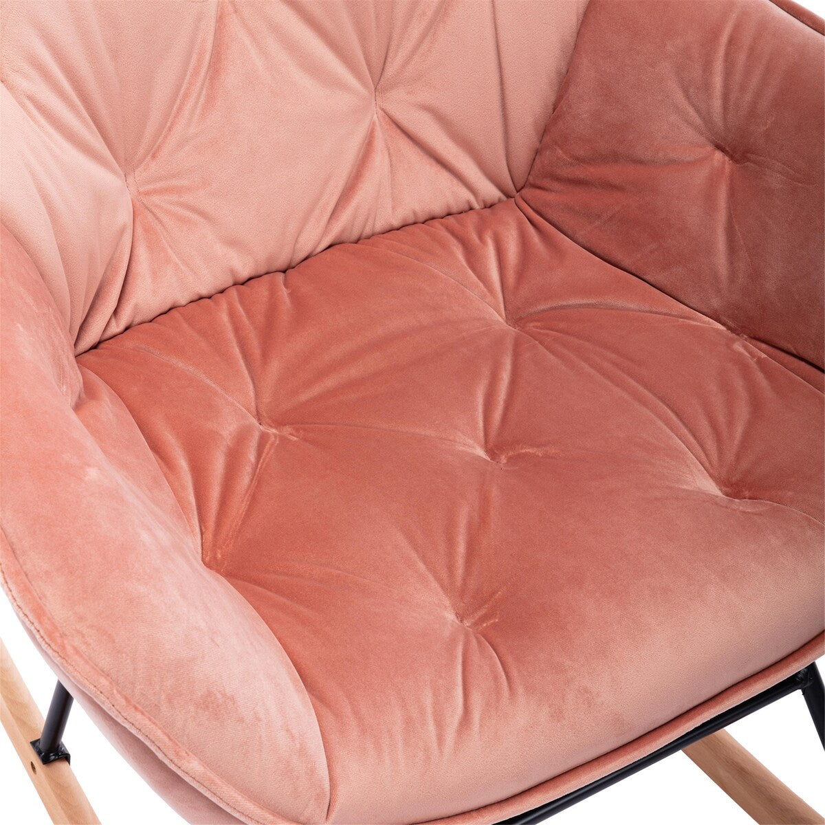 Comfortable Modern Design Velvet Rocking Chair with High Backrest and Cozy Armrest ,Ergonomic Chair for Livingroom