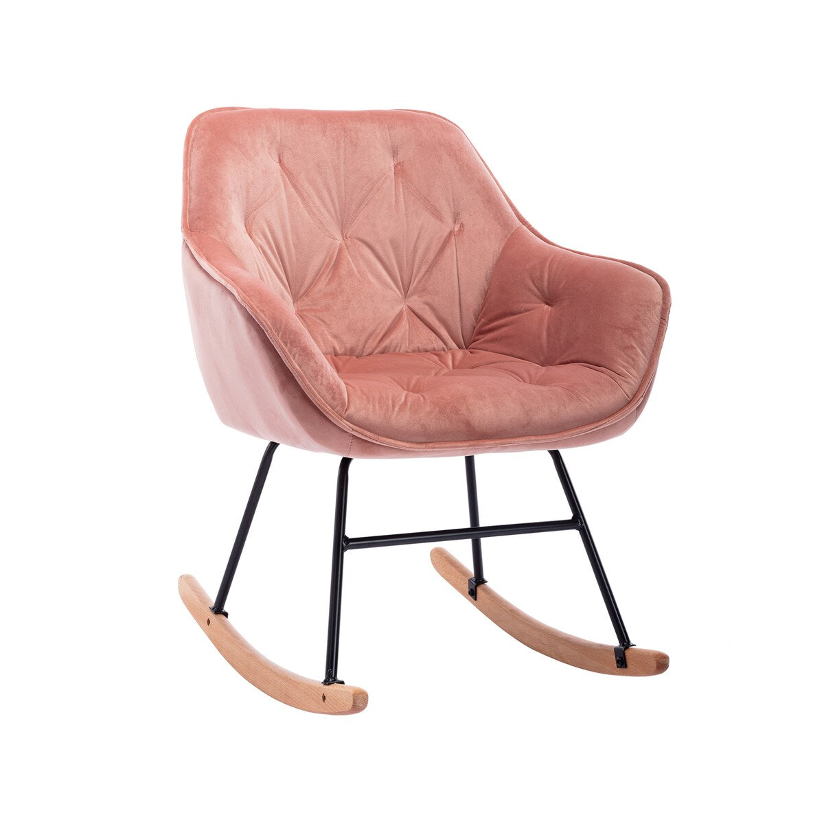 Comfortable Modern Design Velvet Rocking Chair with High Backrest and Cozy Armrest ,Ergonomic Chair for Livingroom