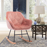 Comfortable Modern Design Velvet Rocking Chair with High Backrest and Cozy Armrest ,Ergonomic Chair for Livingroom