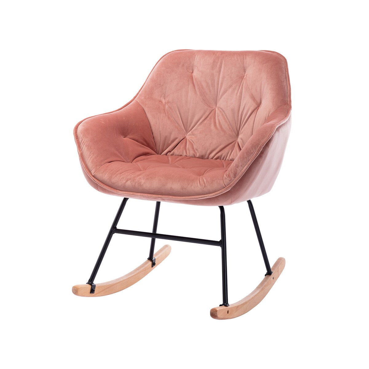 Comfortable Modern Design Velvet Rocking Chair with High Backrest and Cozy Armrest ,Ergonomic Chair for Livingroom