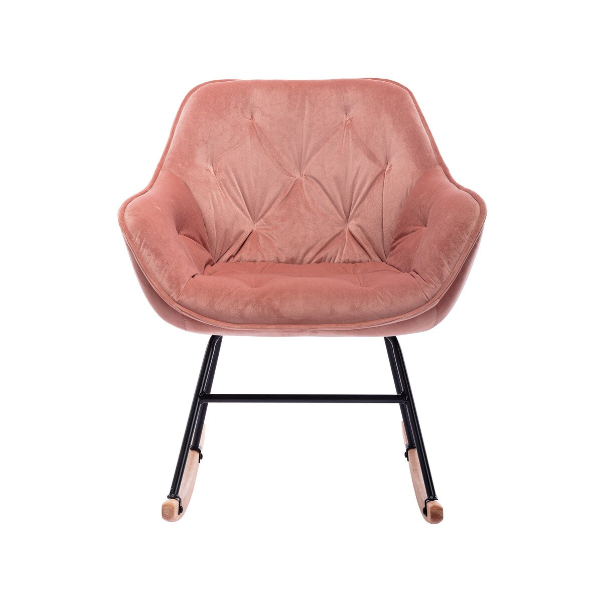 Comfortable Modern Design Velvet Rocking Chair with High Backrest and Cozy Armrest ,Ergonomic Chair for Livingroom