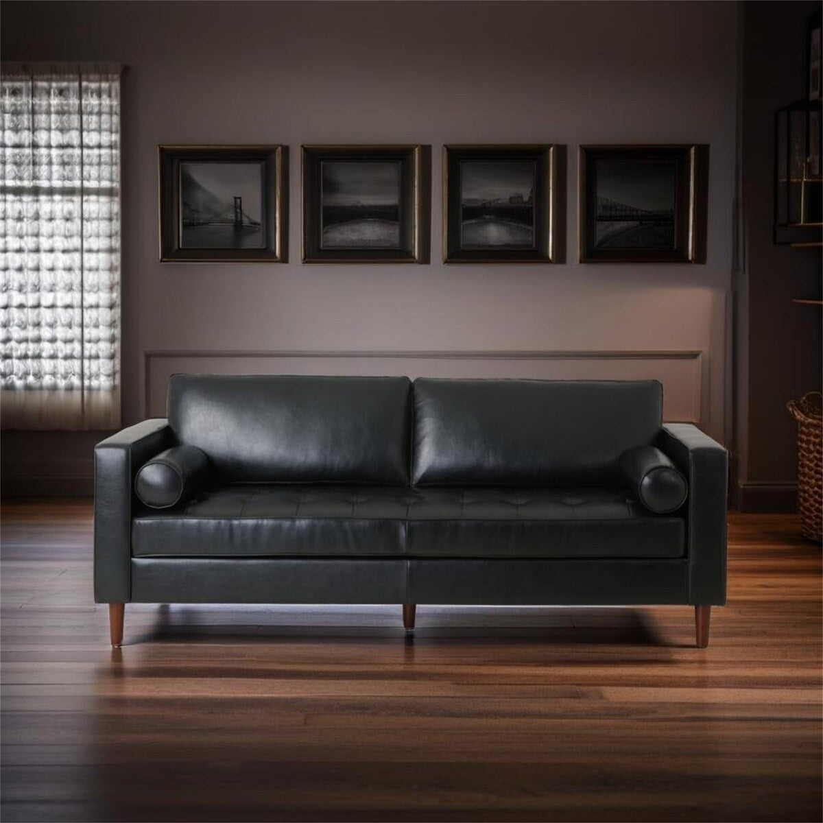 Comfy 3-seat Sofa with Wooden Legs