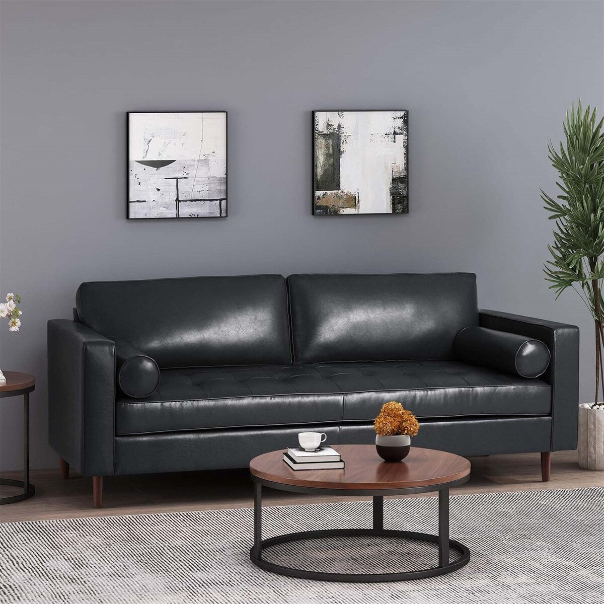Comfy 3-seat Sofa with Wooden Legs