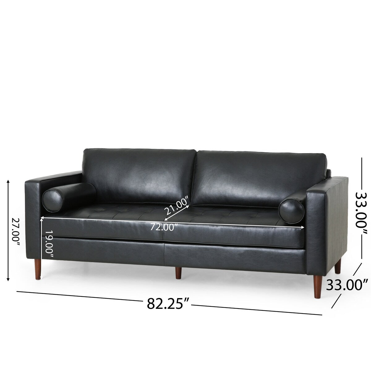 Comfy 3-seat Sofa with Wooden Legs