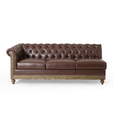 Comfy Large Sectional Sofa with Wooden Legs, Retro Style for Living Room