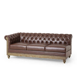 Comfy Large Sectional Sofa with Wooden Legs, Retro Style for Living Room